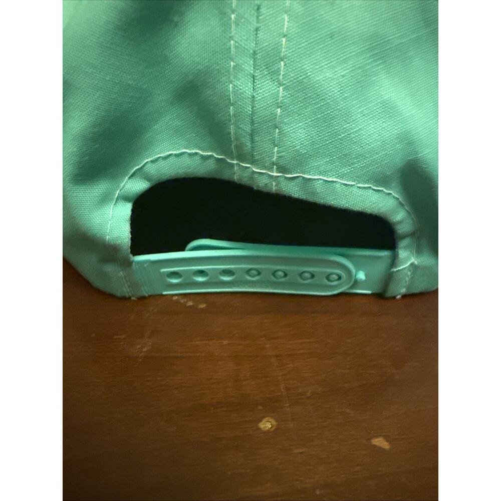 Vintage ADM Quanah Feeds Hat Snapback Trucker Cap Quanah Texas Farm Retro Teal - Picture 2 of 3